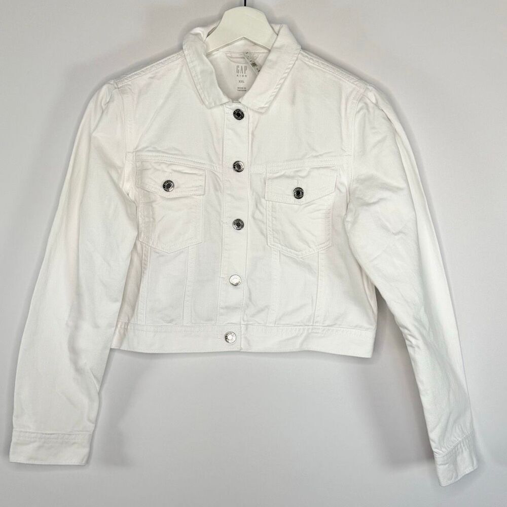 Gap Kids White Denim Jacket Waist Length NWT - US Girls 14-16 XXL